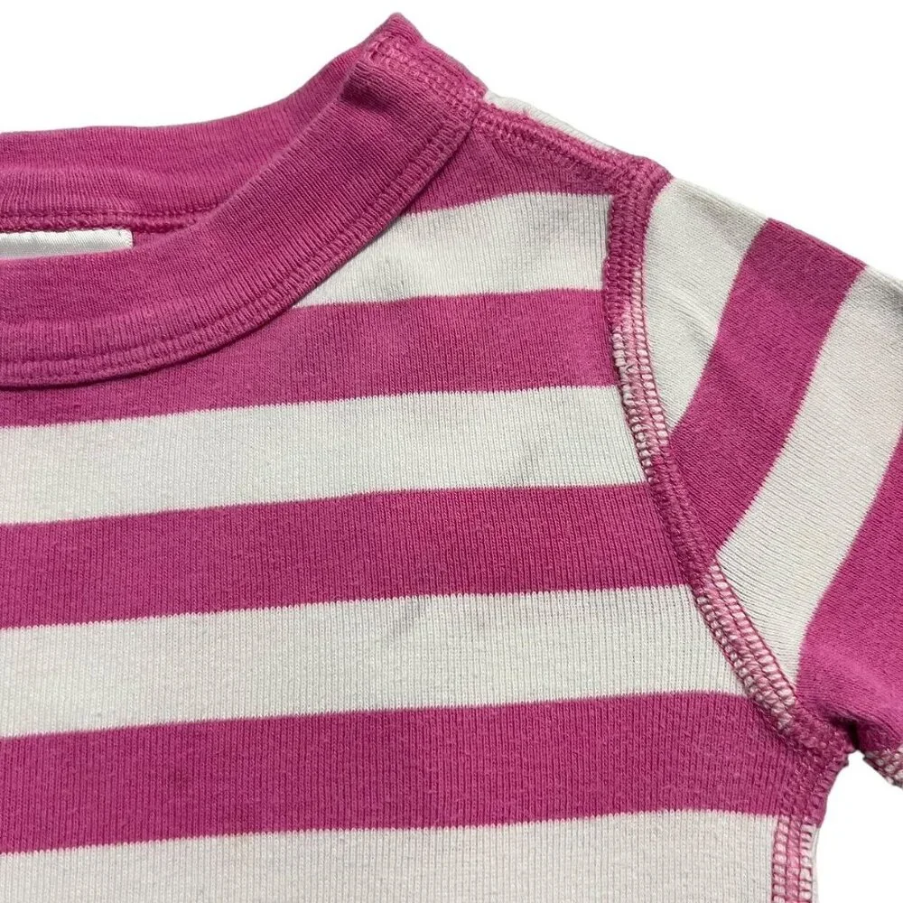 Hanna Andersson Sz 90 (3) Pink Striped Long John Pajamas